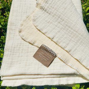Coyuchi White Cozy Cotton Organic Throw